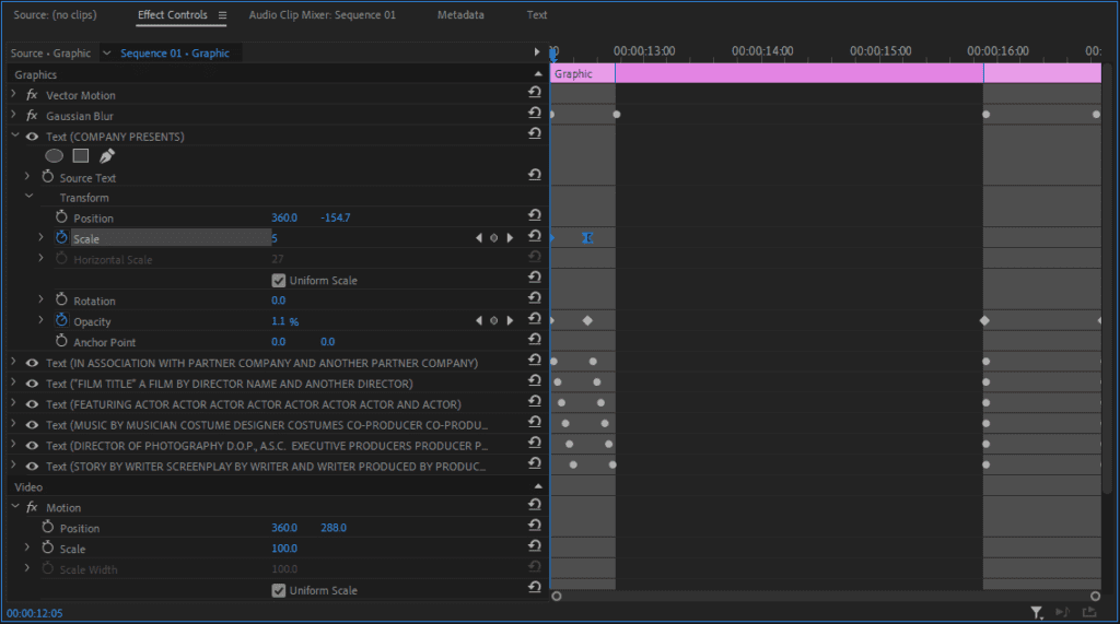 Premiere Pro's Effect Controls window showing how to adjust settings to customize text animations.