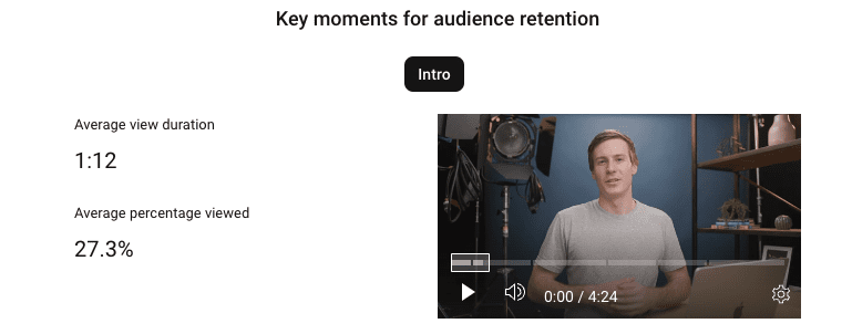 Screenshot of an example of YouTube Analytics showing video chapter engagement data.