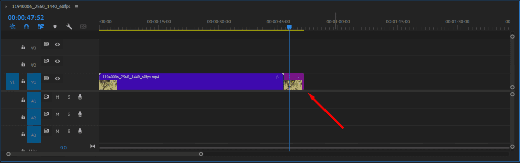 A screenshot of the Premiere Pro Timeline after importing the exported frame.