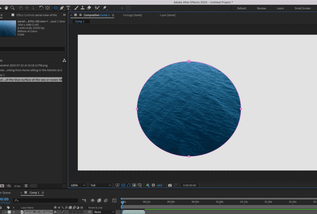 Screenshot showing a mask created using the shape tool.