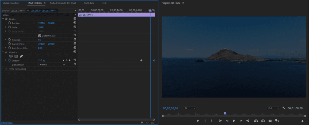 A screenshot of the Effect Controls panel showing how to create a custom fade using Opacity keyframes.