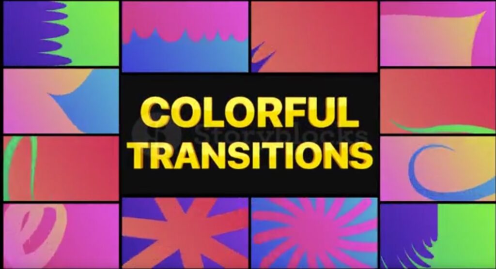 Screenshot of the colorful transitions included with this template