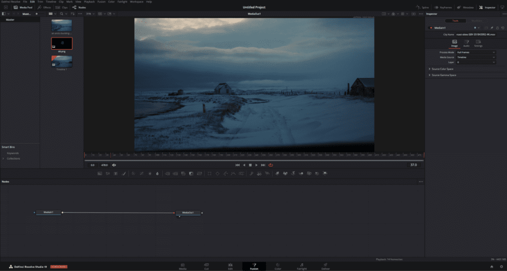 Screenshot of the DaVinci Resolve Fusion page