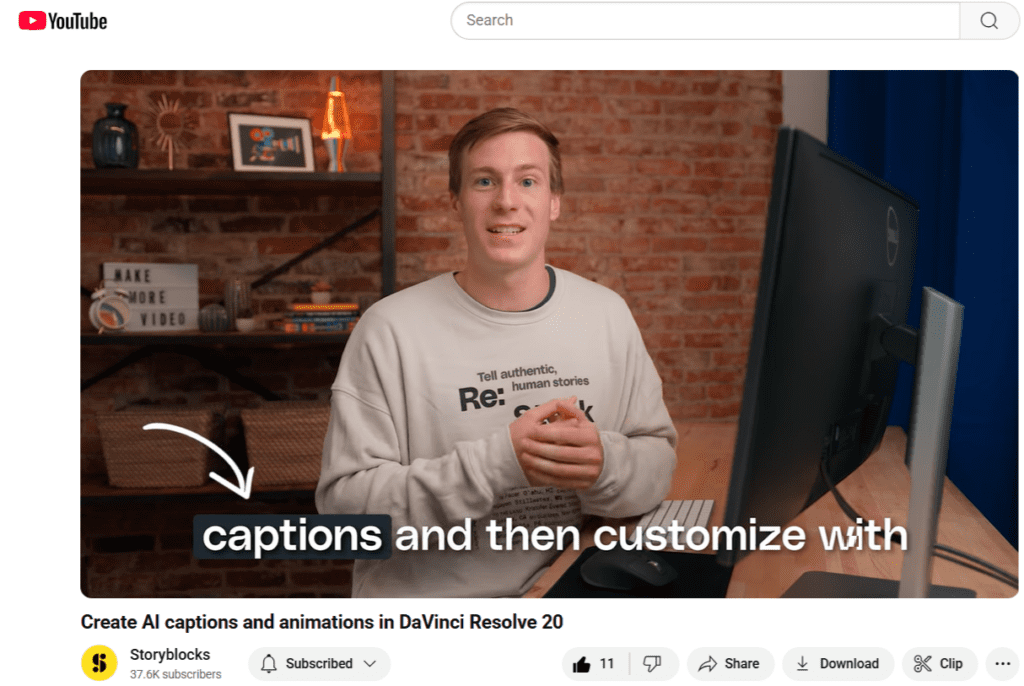 Screenshot of a video with captions
