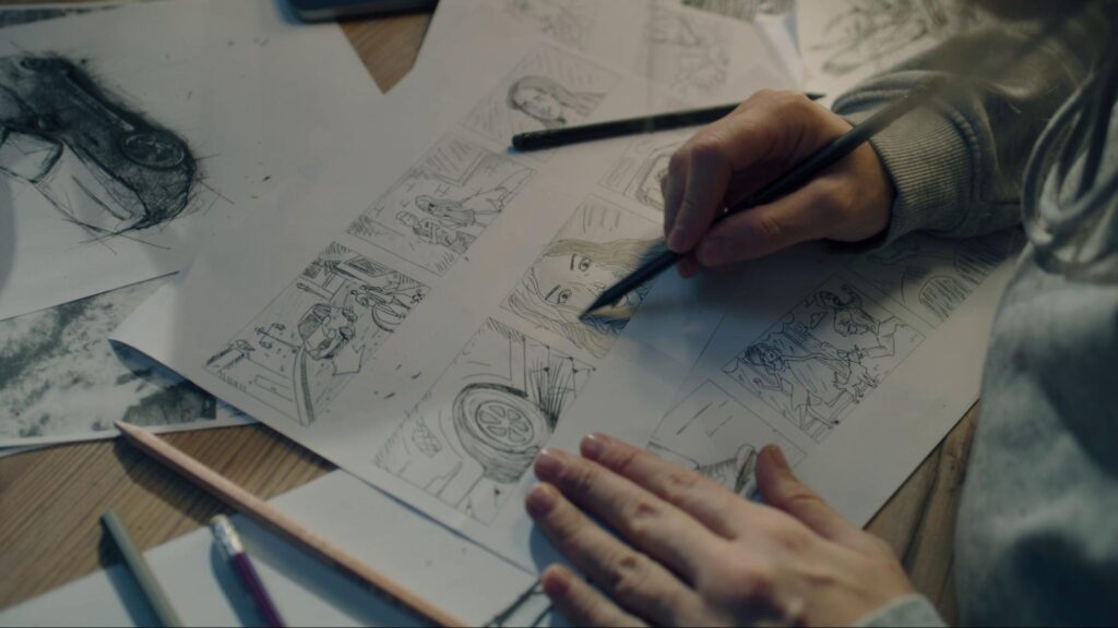 Example of a storyboard being drawn