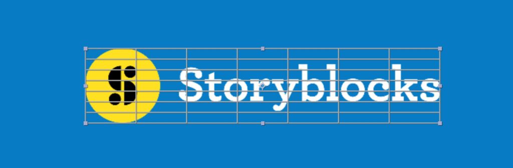 Screenshot showing the Storyblocks logo with the mesh warp overlay