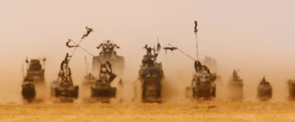 Screenshot from Mad Max Fury Road that shows an example of a distortion effect used in a movie