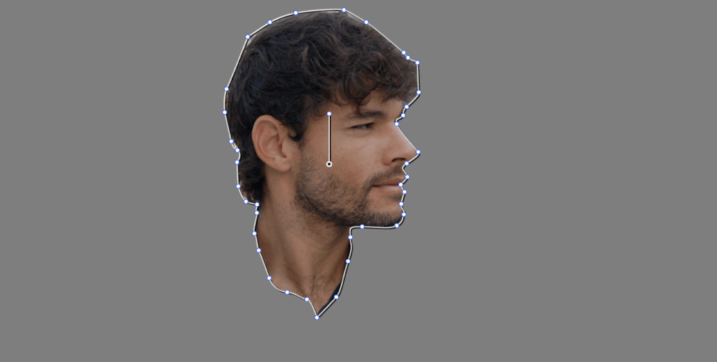 Image showing part of an image masked and isolated using the pen tool in DaVinci Resolve