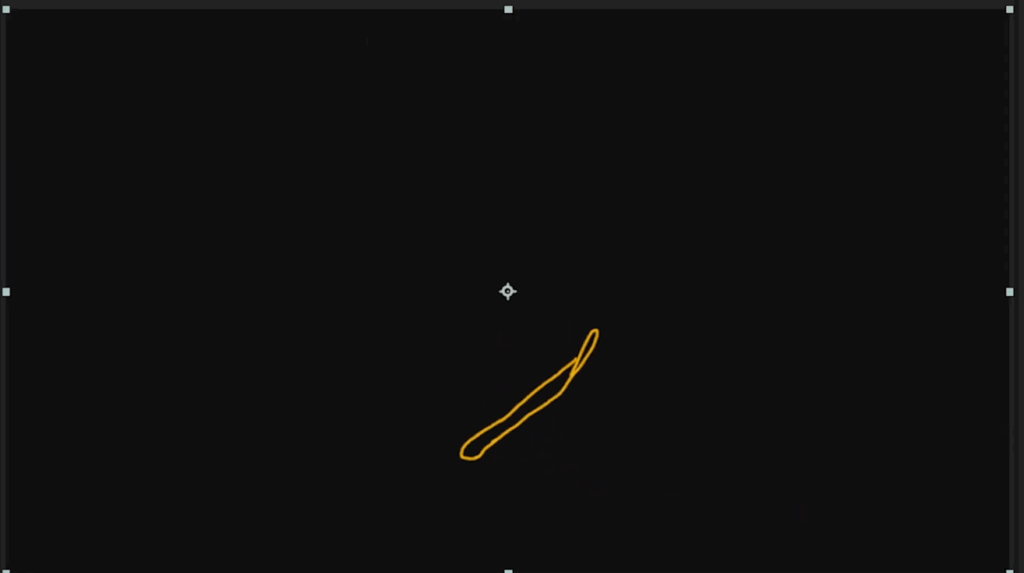 Screenshot showing a line of a paint effect shown in After Effects against a black background
