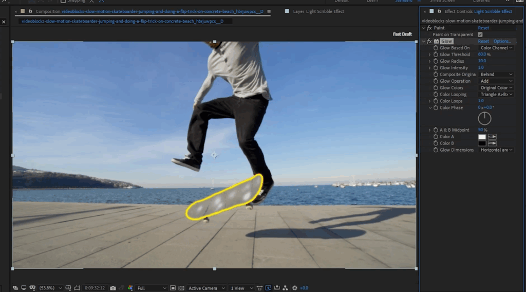 Screenshot of After Effects showing a frame of footage and the Effect Controls panel settings