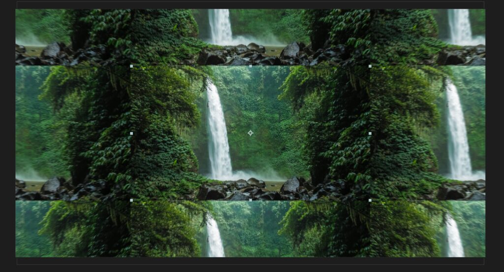 Screenshot showing a clip with the CC RepeTile effect applied, with expand applied in all directions.