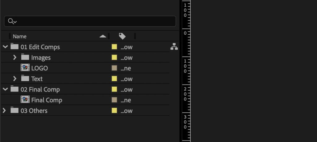 Screenshot of what an AEP file looks like once it's opened inside of After Effects.