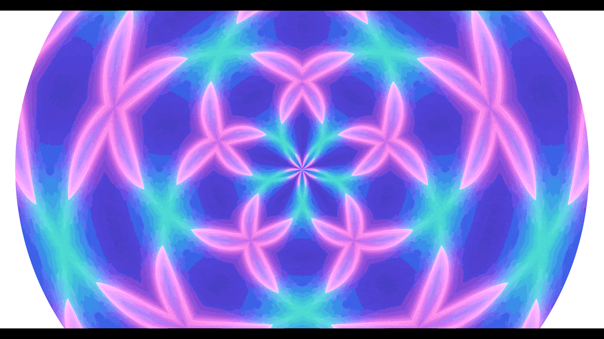 Animation showing an animated background with the polar coordinates effect applied along with the CC Kaleida effect.