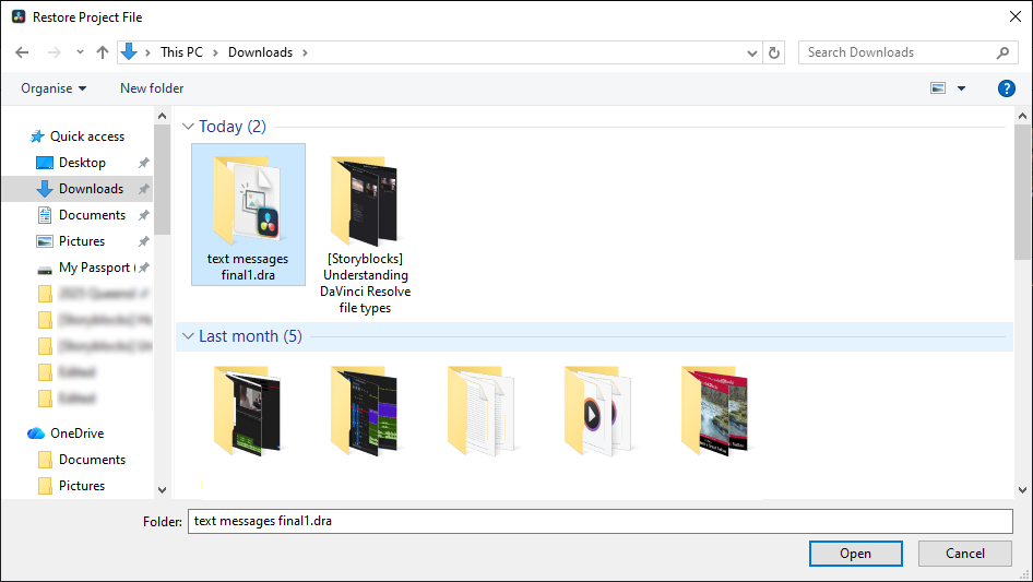 A screenshot of Windows explorer showing the example. dra file.